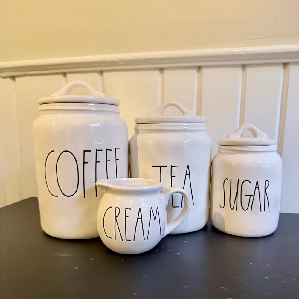 Rae Dunn Coffee, Tea, Sugar and Creamer set